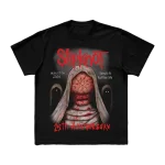 Gear up for Slipknot’s 2024 tour with the exclusive Noblesville t-shirt. This black tee features distinctive Noblesville tour artwork on the front and a striking 25th anniversary tribal S logo on the back. A must-have for fans to celebrate Slipknot's landmark year in style.