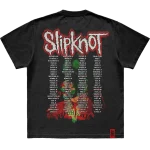 Unleash your bold side with the 'Electric Chair Splatter' Slipknot t-shirt. This black tee features an eye-catching splatter graphic inspired by the electric chair theme on the front and the iconic 25th anniversary tribal S logo on the back. A perfect choice for fans who want to showcase their intense passion for Slipknot. Get yours now!