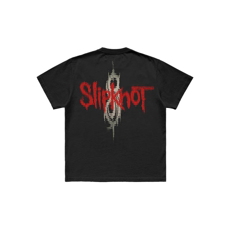 Embrace the chaos with the 'Glitch Photo' Slipknot t-shirt. This black tee showcases a dynamic glitch-inspired graphic on the front and the iconic 25th anniversary tribal S logo on the back. Ideal for fans who want to merge cutting-edge design with a tribute to Slipknot’s enduring legacy. Get yours today and stand out!