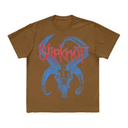 Embrace Slipknot's edgy style with the 'Goat and Face' t-shirt. This black tee features a striking graphic of a goat and face design on the front, paired with the iconic 25th anniversary tribal S logo on the back. Ideal for fans who want to stand out and celebrate Slipknot’s legacy. Order yours today!