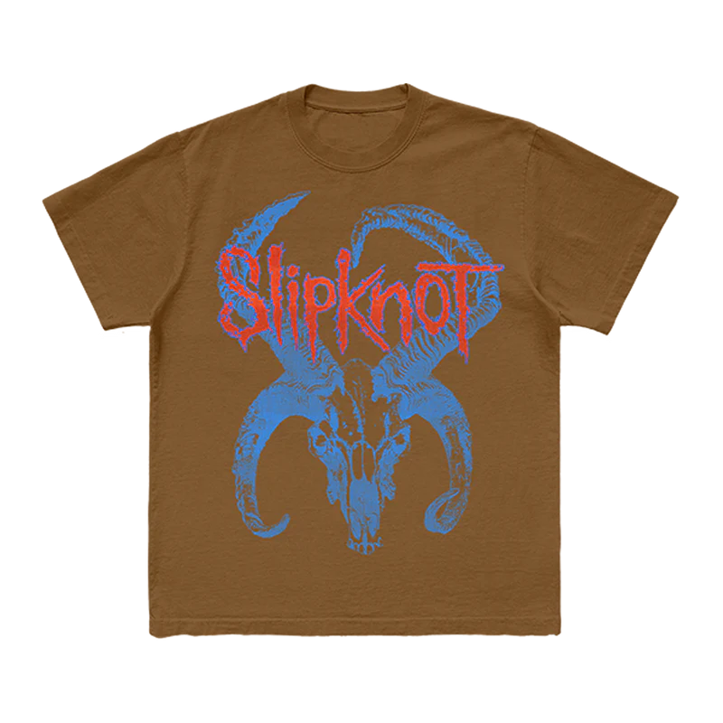 Embrace Slipknot's edgy style with the 'Goat and Face' t-shirt. This black tee features a striking graphic of a goat and face design on the front, paired with the iconic 25th anniversary tribal S logo on the back. Ideal for fans who want to stand out and celebrate Slipknot’s legacy. Order yours today!