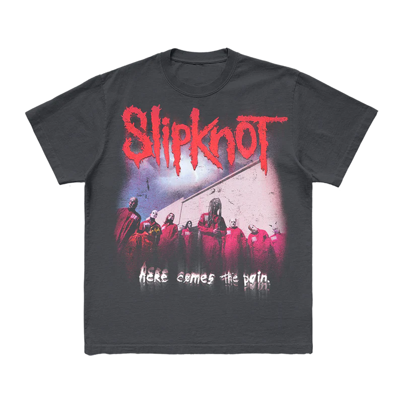 Get ready for Slipknot's 'Here Comes The Pain' Tour 2024 with this exclusive photo t-shirt. Featuring striking tour imagery on the front and a bold 25th anniversary tribal S logo on the back, this black tee is perfect for fans wanting to commemorate the tour in style. Don’t miss out—grab yours today!