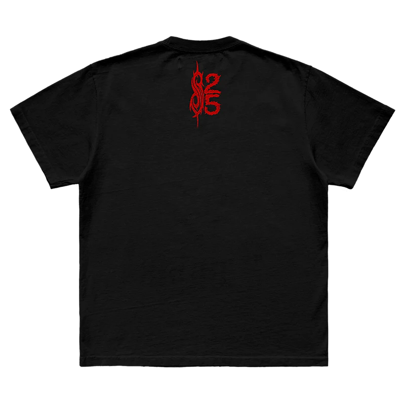 Shop the exclusive Slipknot 2024 Camden, NJ tour t-shirt in black. Featuring unique city-specific artwork on the front and a 25th anniversary tribal S logo on the back. Perfect for fans celebrating a quarter-century of Slipknot's iconic music. Grab yours now and show your support!