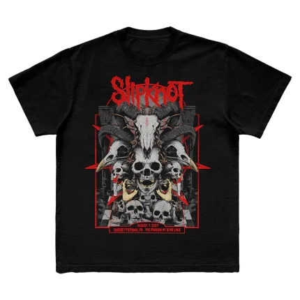 Get ready for Slipknot’s 2024 tour with the exclusive Burgettstown t-shirt. This black tee features unique Burgettstown tour artwork on the front and a bold 25th anniversary tribal S logo on the back. Perfect for fans looking to commemorate the tour and celebrate Slipknot's 25 years of music.