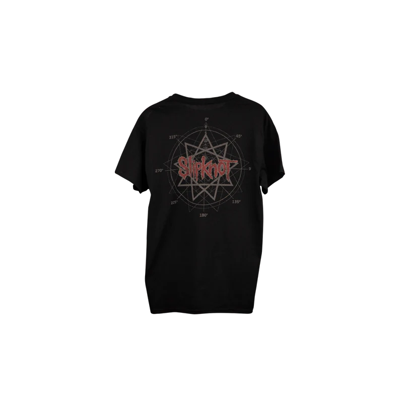 Rock out with the 'All Hope Is Gone' black t-shirt, featuring the classic album art on the front and a distinctive logo with a 9-point star on the back. Perfect for fans who want to celebrate Slipknot’s iconic album and showcase their dedication in style. Get your exclusive tee now and stand out!