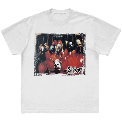 Make a statement with the 'Don't Ever Judge Me' Slipknot photo t-shirt. Featuring a powerful, striking image on the front and the 25th anniversary tribal S logo on the back, this black tee combines intense visuals with a tribute to Slipknot's legacy. Perfect for fans who stand strong and true. Grab yours today!