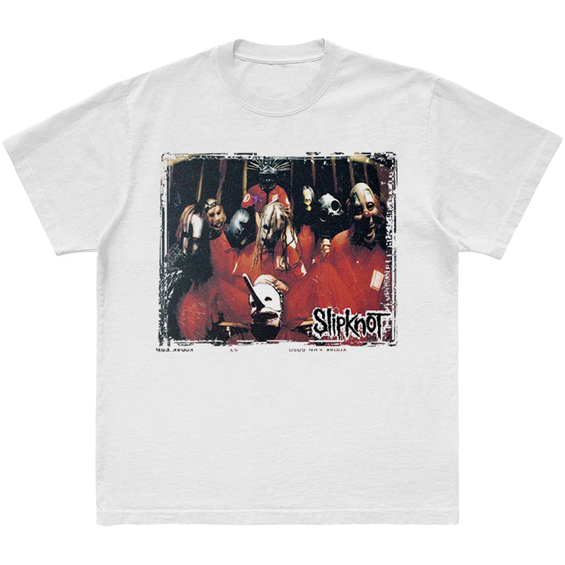 Make a statement with the 'Don't Ever Judge Me' Slipknot photo t-shirt. Featuring a powerful, striking image on the front and the 25th anniversary tribal S logo on the back, this black tee combines intense visuals with a tribute to Slipknot's legacy. Perfect for fans who stand strong and true. Grab yours today!