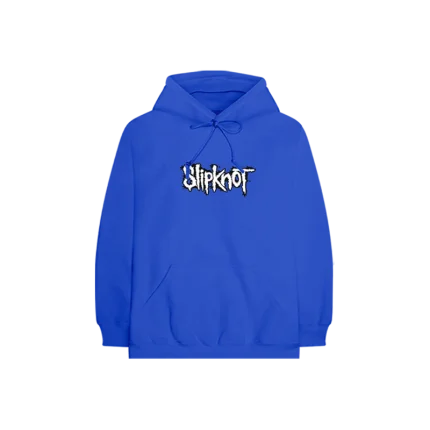 splatter blue hoodie with slipknot written in front of hoodie